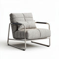 Sessel aus grau strukturiertem Stoff mit metallischem Gestell 80 x 80 x 80cm