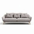 Sofa mit grauem bezug und holzbeinen 200 x 90 x 85cm vier kissen