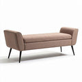 Bank mit gepolsterter Sitzfläche aus textil in beige 180 x 70 x 45cm