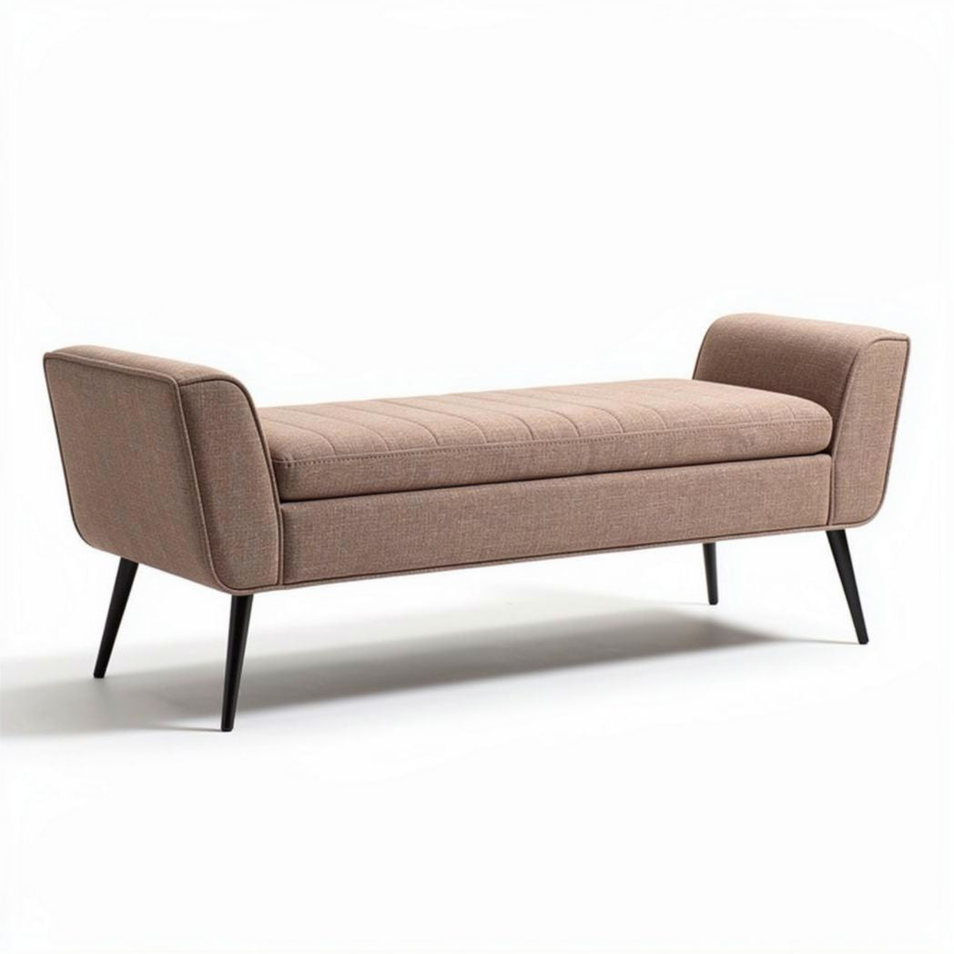 Bank mit gepolsterter Sitzfläche aus textil in beige 180 x 70 x 45cm