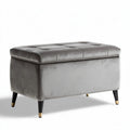 Sitzhocker mit stauraum aus grauem stoff 80 x 40 x 40cm
