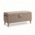 Sitzbank aus stoff mit stauraum in beige 100 x 40 x 45cm