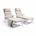 Liegestühle aus strapazierfähigem polyester mit bequemem kopfteil beige 150 x 65 x 90cm