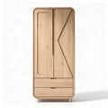 Holzschrank mit zwei Türen und zwei Schubladen 80 x 40 x 160cm helles Design