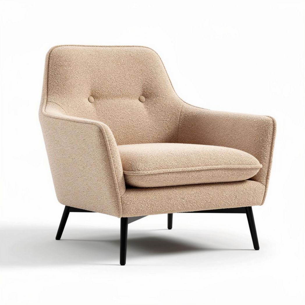 Sessel in beige aus robustem Stoff mit schwarzem Metallgestell 80 x 80 x 90cm